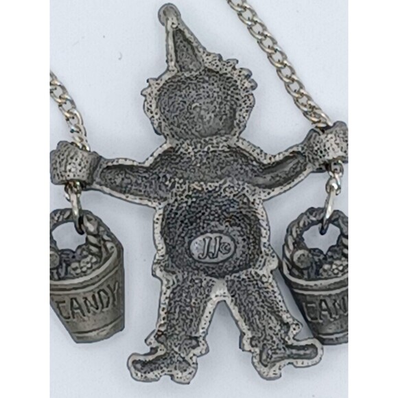 Jonette Jewelry climbing Clown Necklace With Bucket Full Of Candy Pewter Vintage - Picture 10 of 15